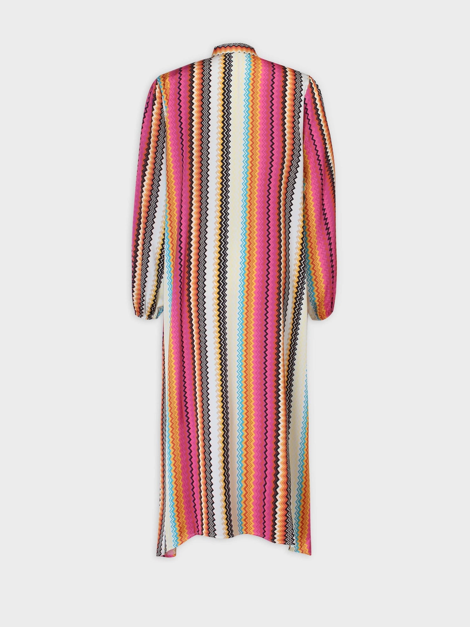 Tie Front Shirtdress-Colored Chevron