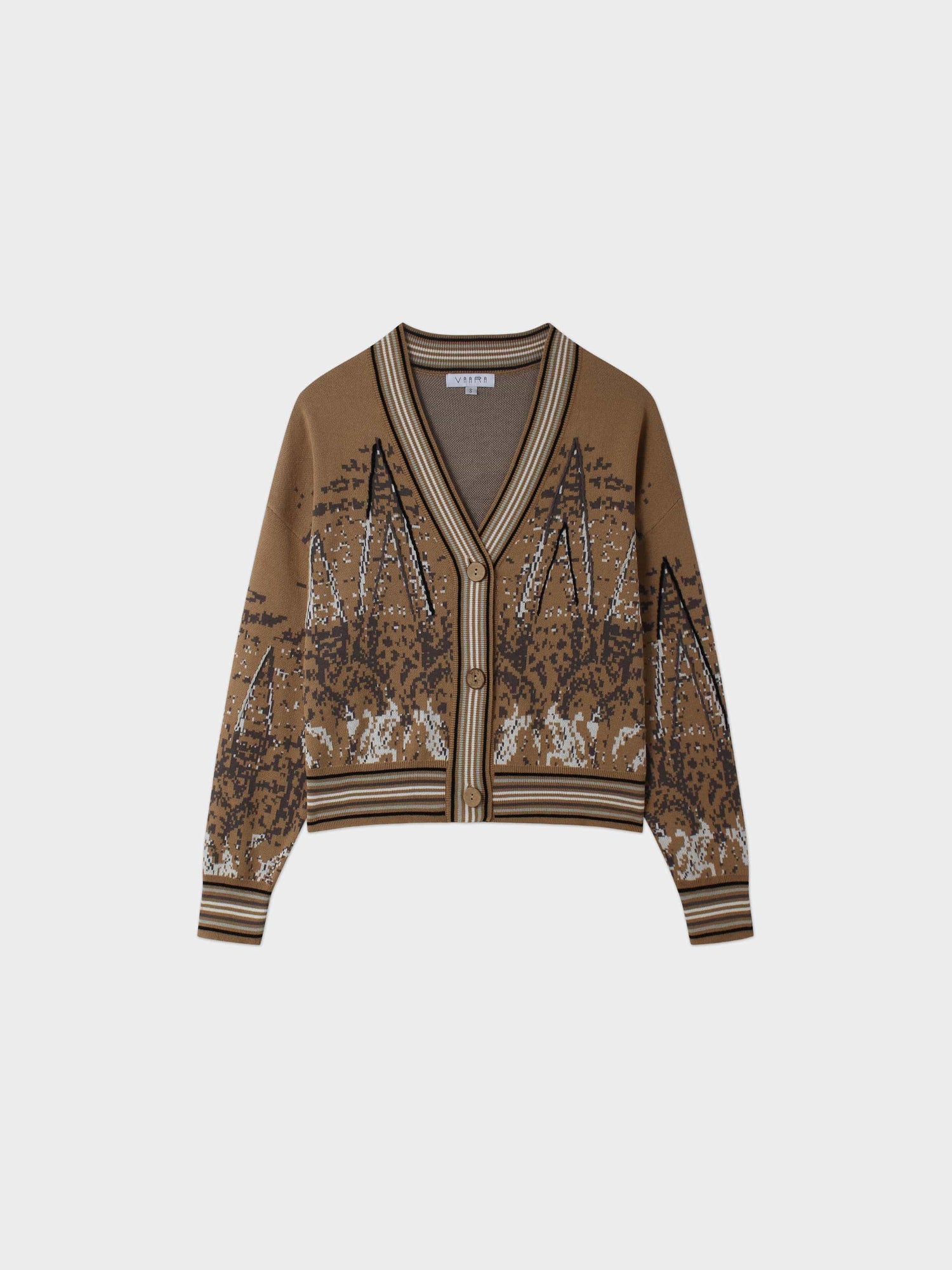 Split Side Cardigan-Camel/Grey