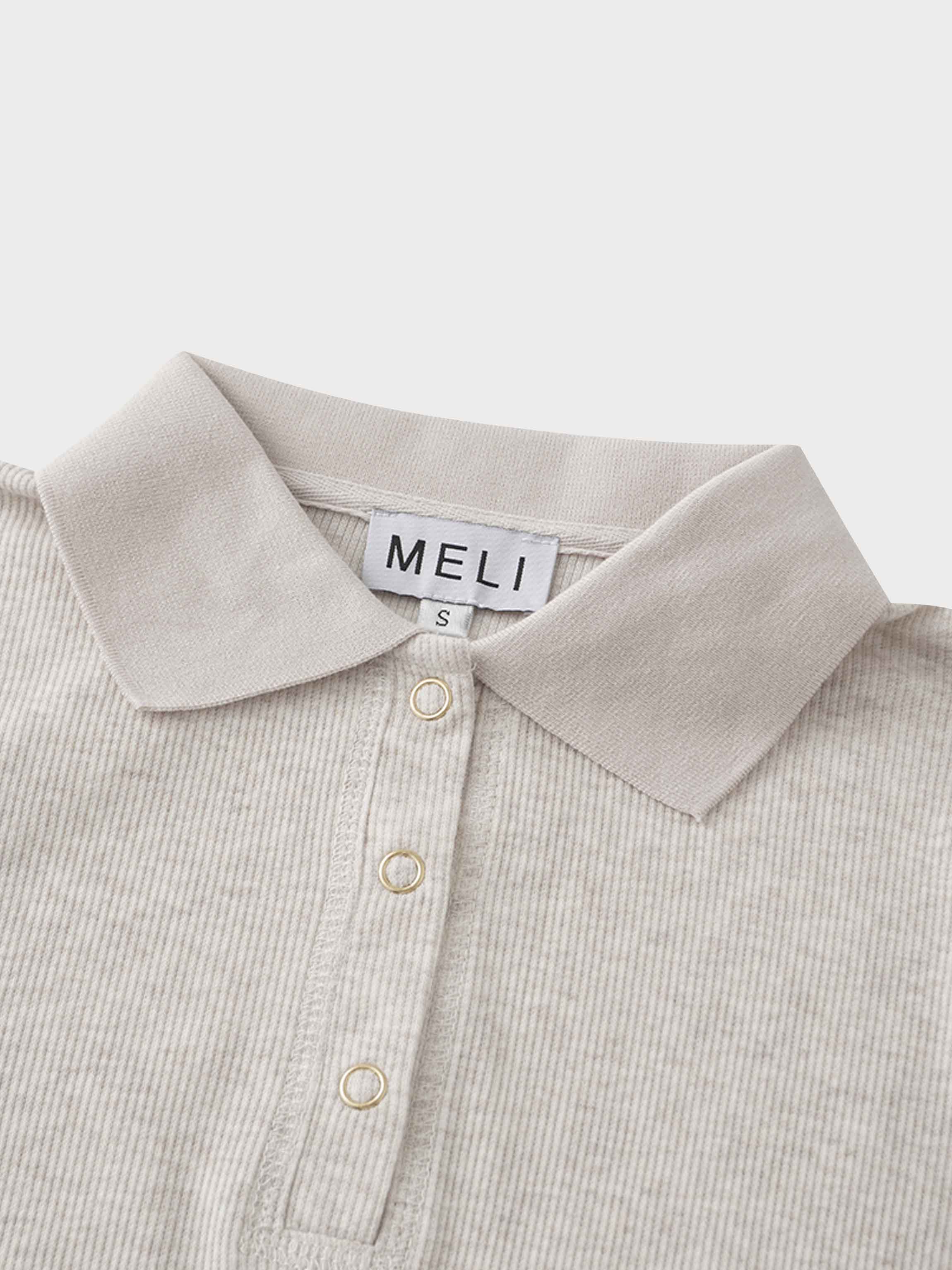 RIBBED COLLAR T-SHIRT-OATMEAL