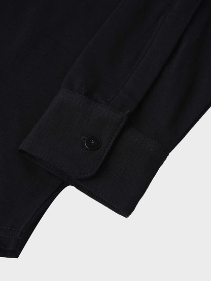 Button Down T-Shirt Blouse-Black