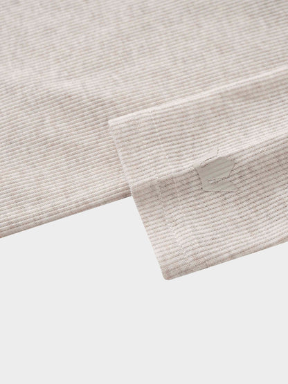 Ribbed Collar T-Shirt-Tan