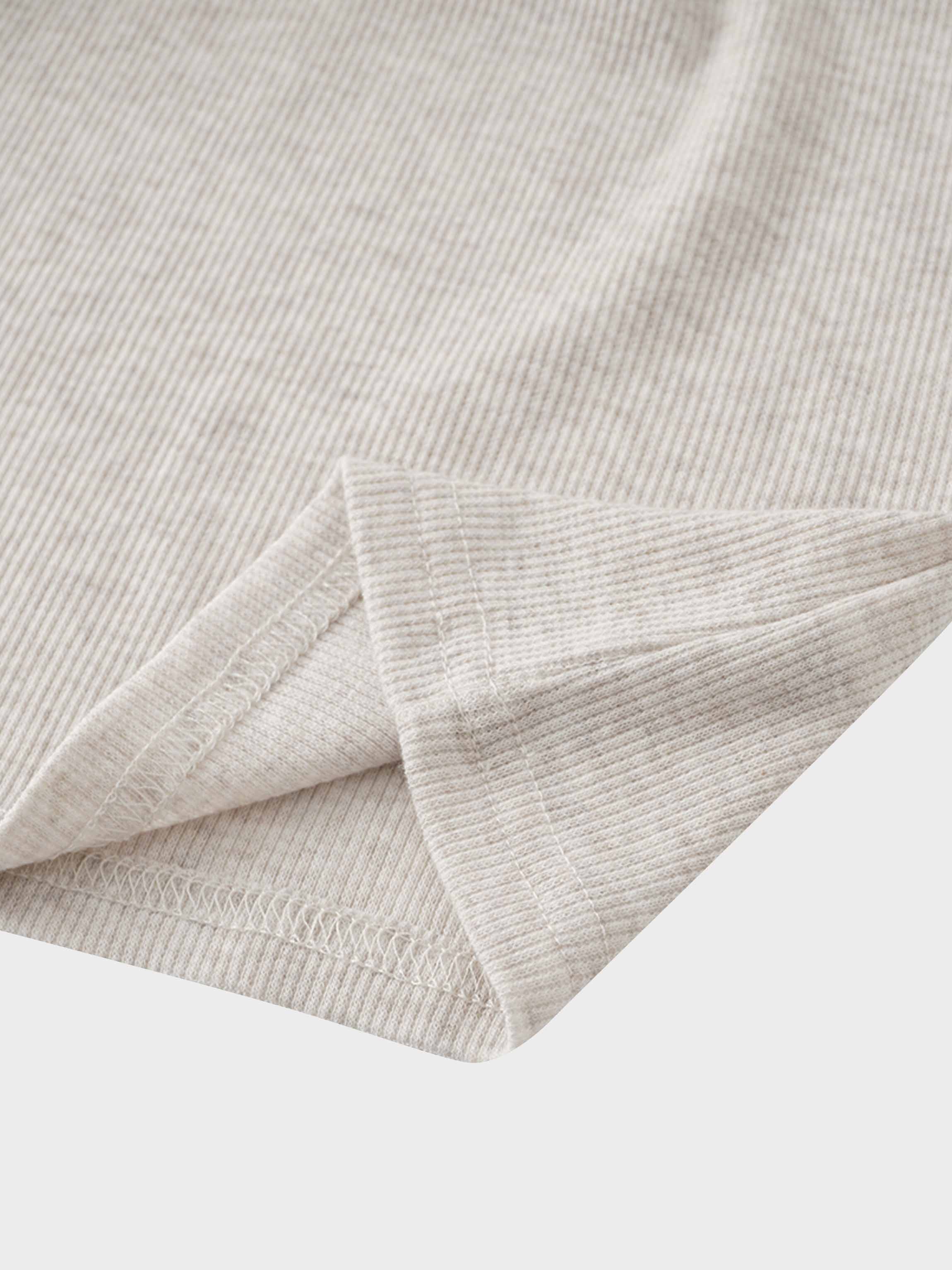 Ribbed Collar T-Shirt-Tan