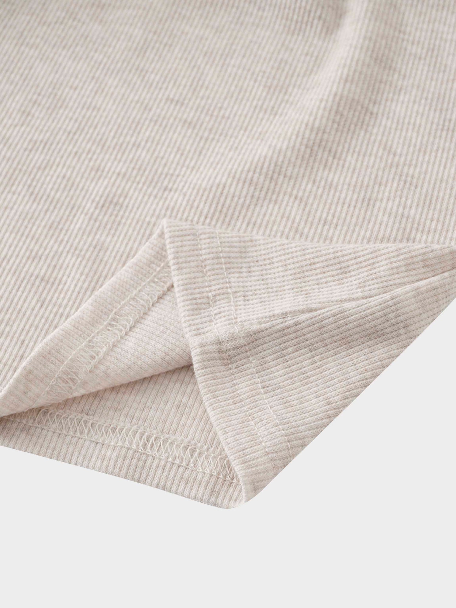 RIBBED COLLAR T-SHIRT-OATMEAL