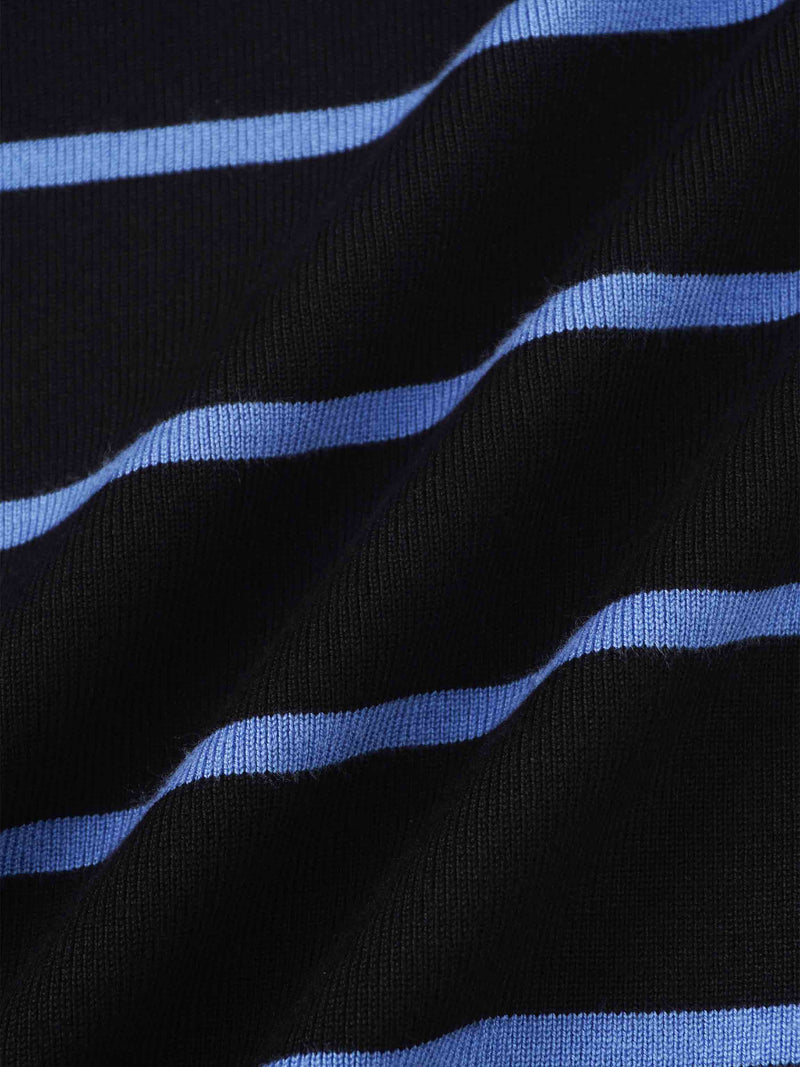Mock Neck Thin Knit Sweater-Black/Light Blue