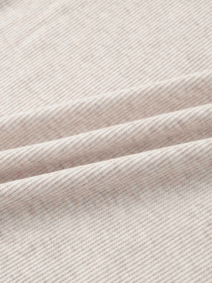 RIBBED COLLAR T-SHIRT-OATMEAL