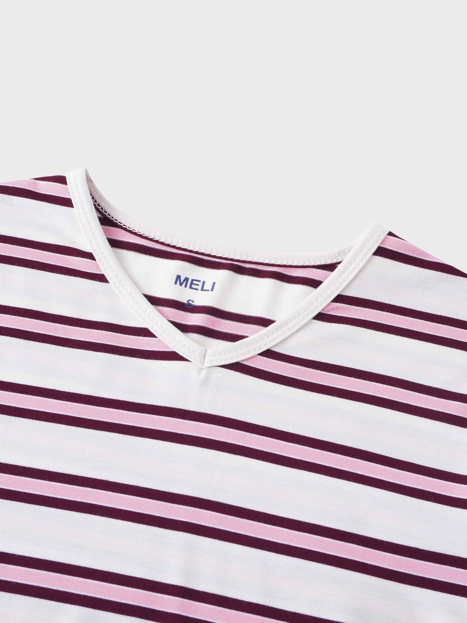 Flat Striped High V Long Sleeve-Raspberry/Pink