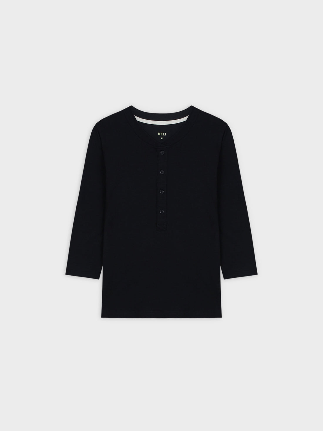 4 BUTTON HENLEY TEE-BLACK