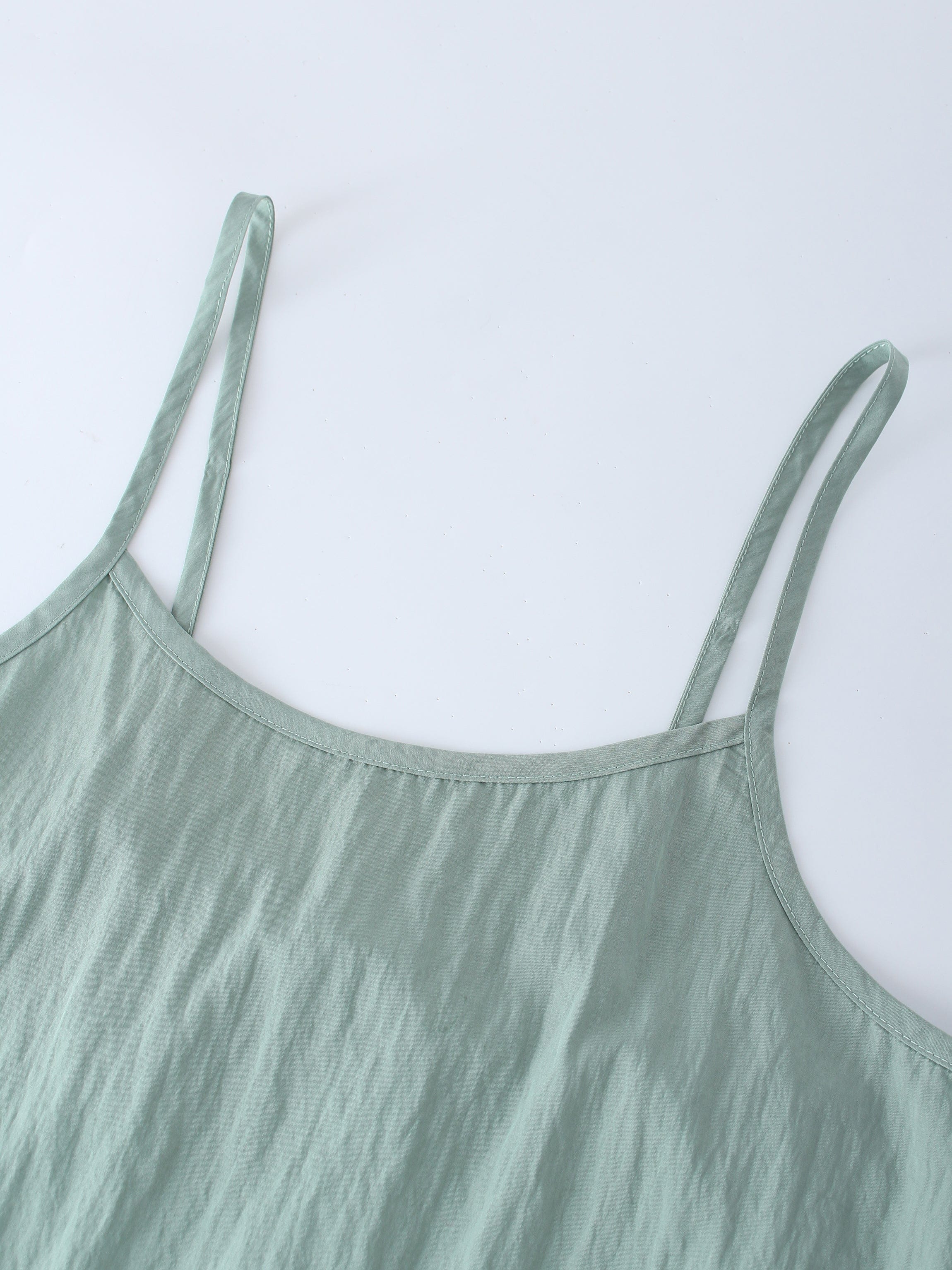 Crinkle Cotton Slip Dress-Sage