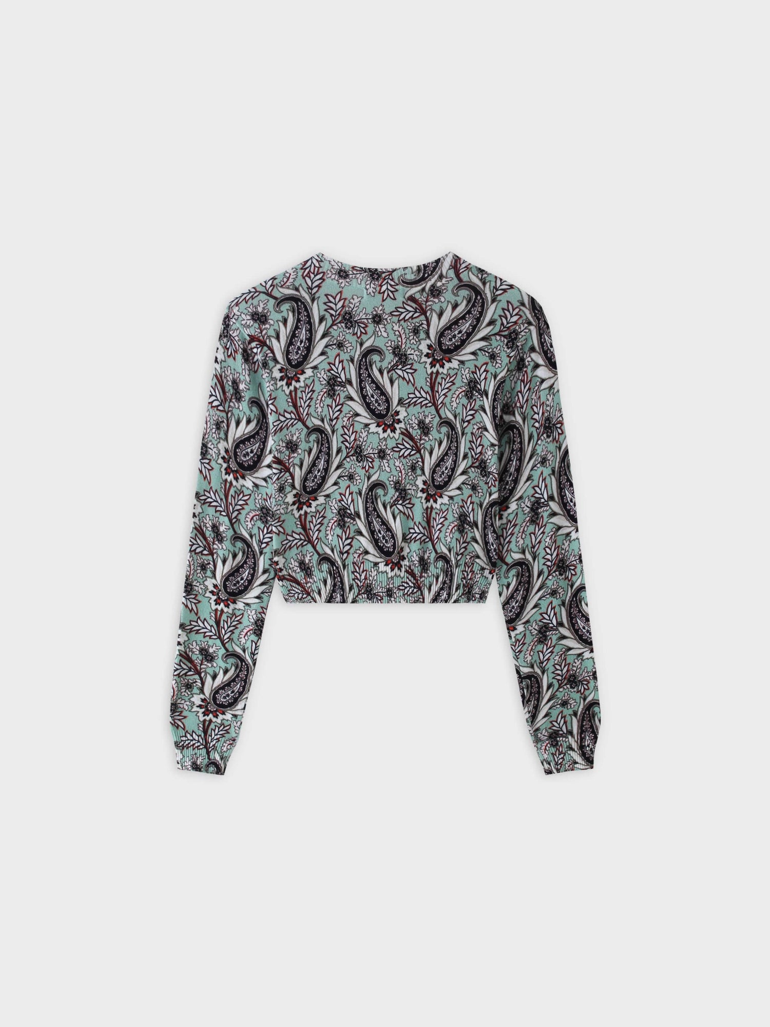 Printed Cardigan-Mint Paisley