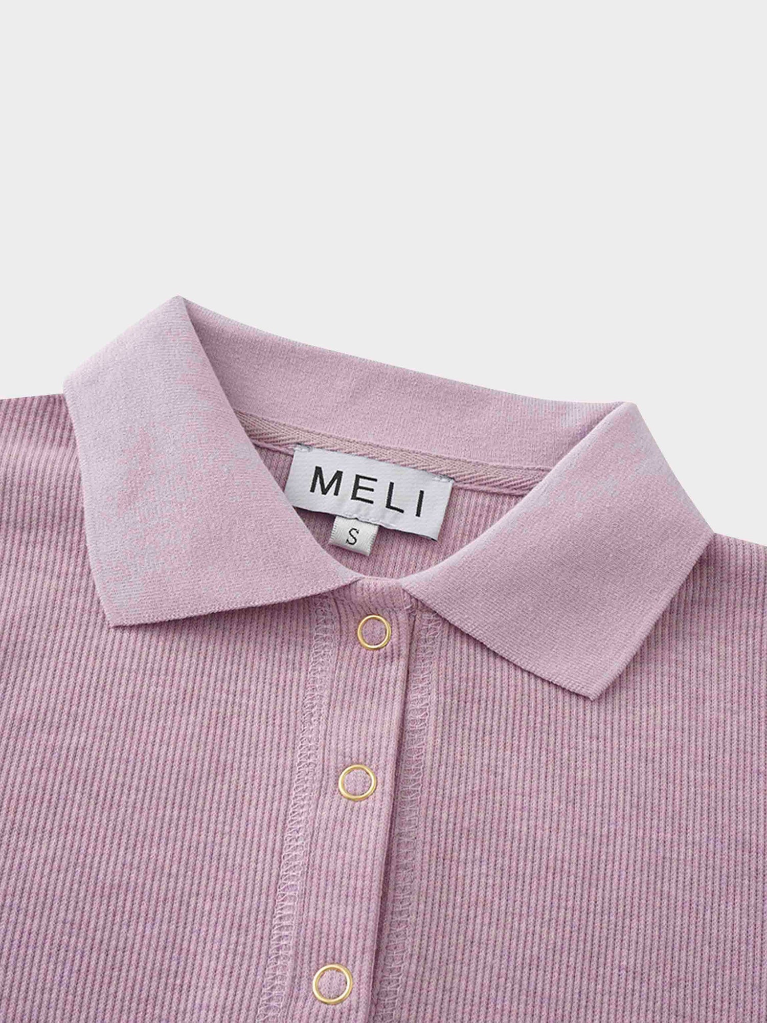 Ribbed Collar T-Shirt-Lavender