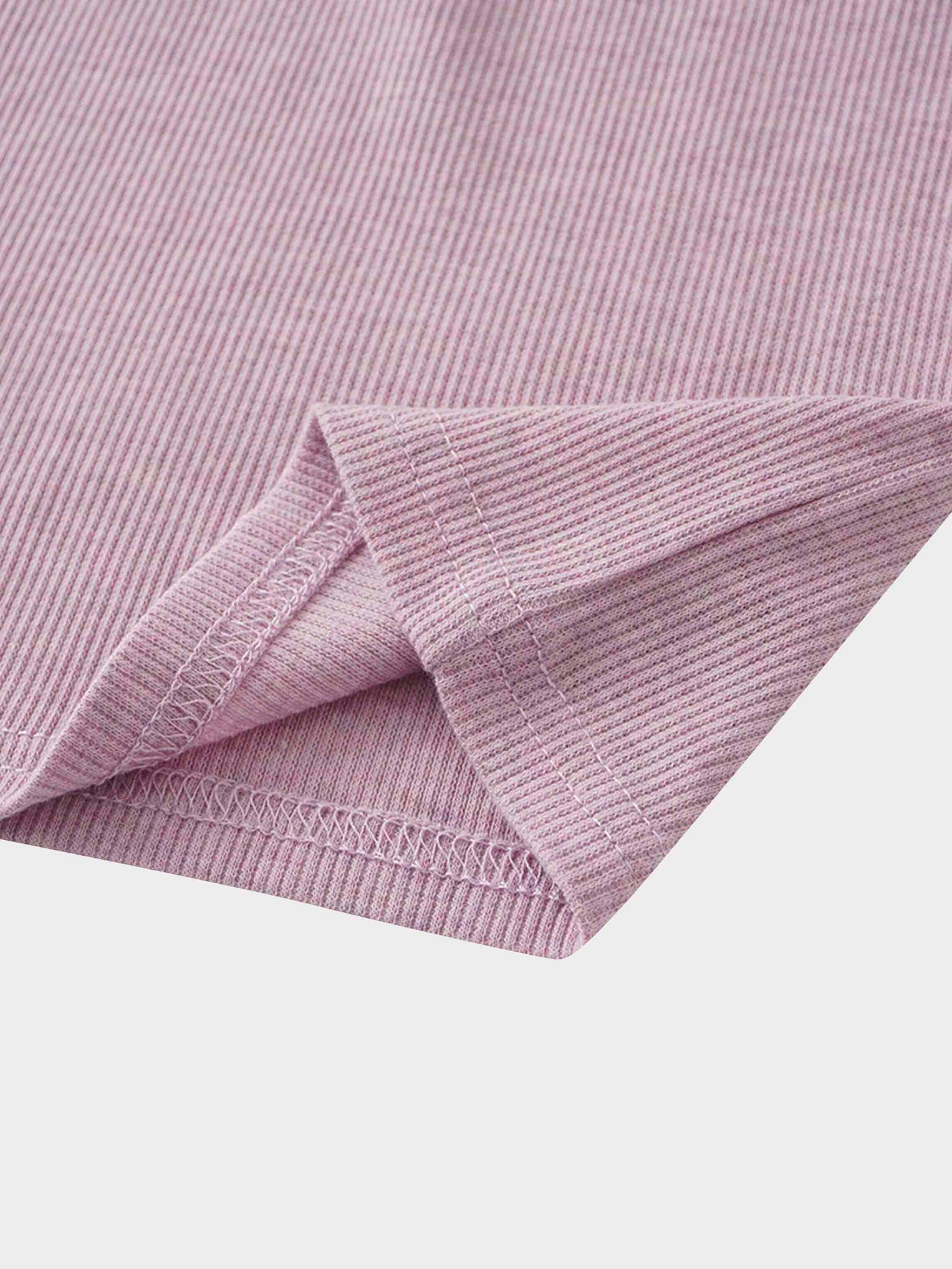 Ribbed Collar T-Shirt-Lavender