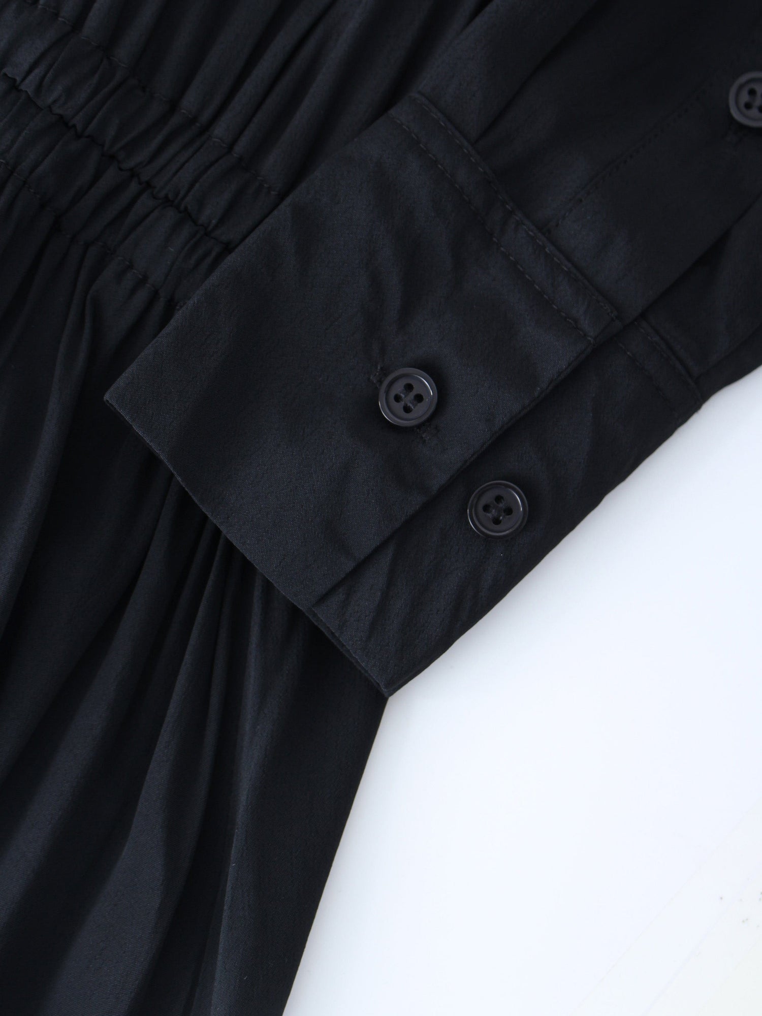 ELASTIC WAIST SHIRTDRESS-BLACK