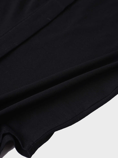 Button Down T-Shirt Blouse-Black