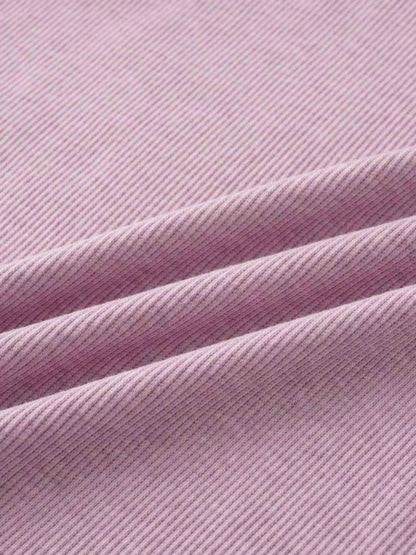 Ribbed Collar T-Shirt-Lavender