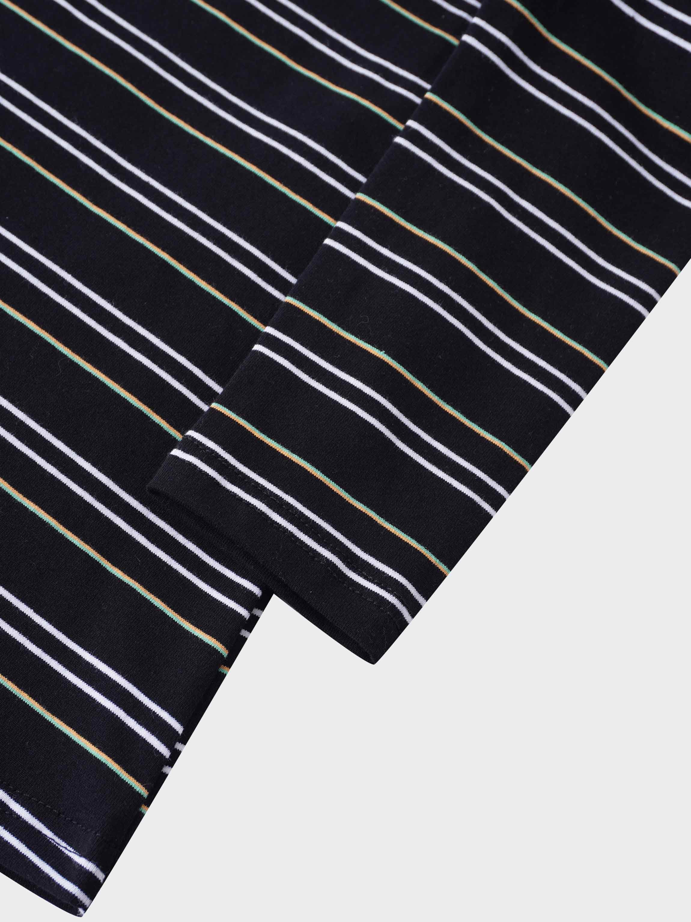 Flat Striped Crew Long Sleeve-Black/White/Green