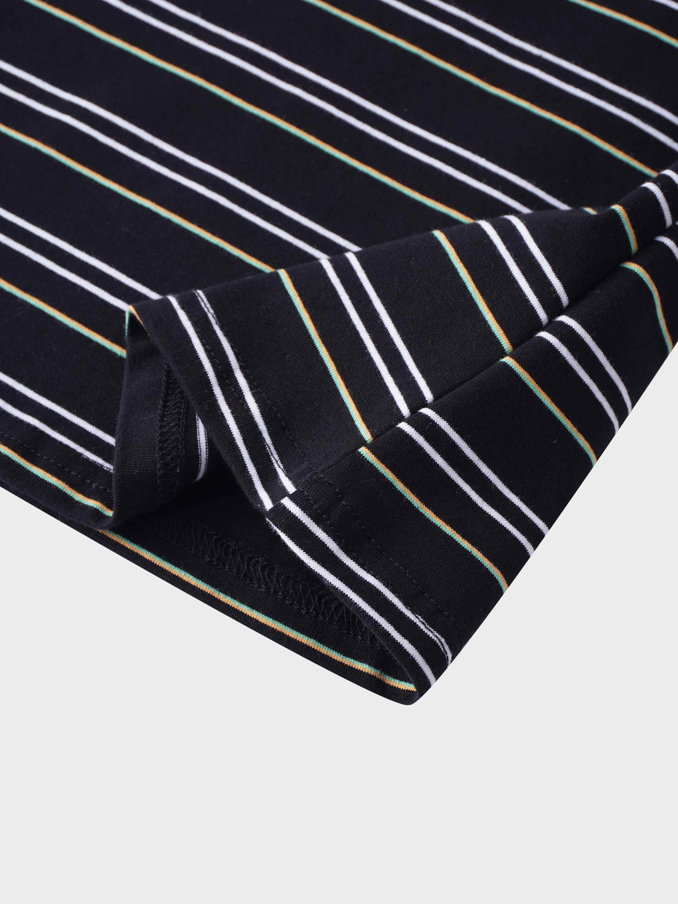 Flat Striped Crew Long Sleeve-Black/White/Green