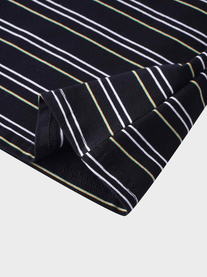 Flat Striped Crew Long Sleeve-Black/White/Green