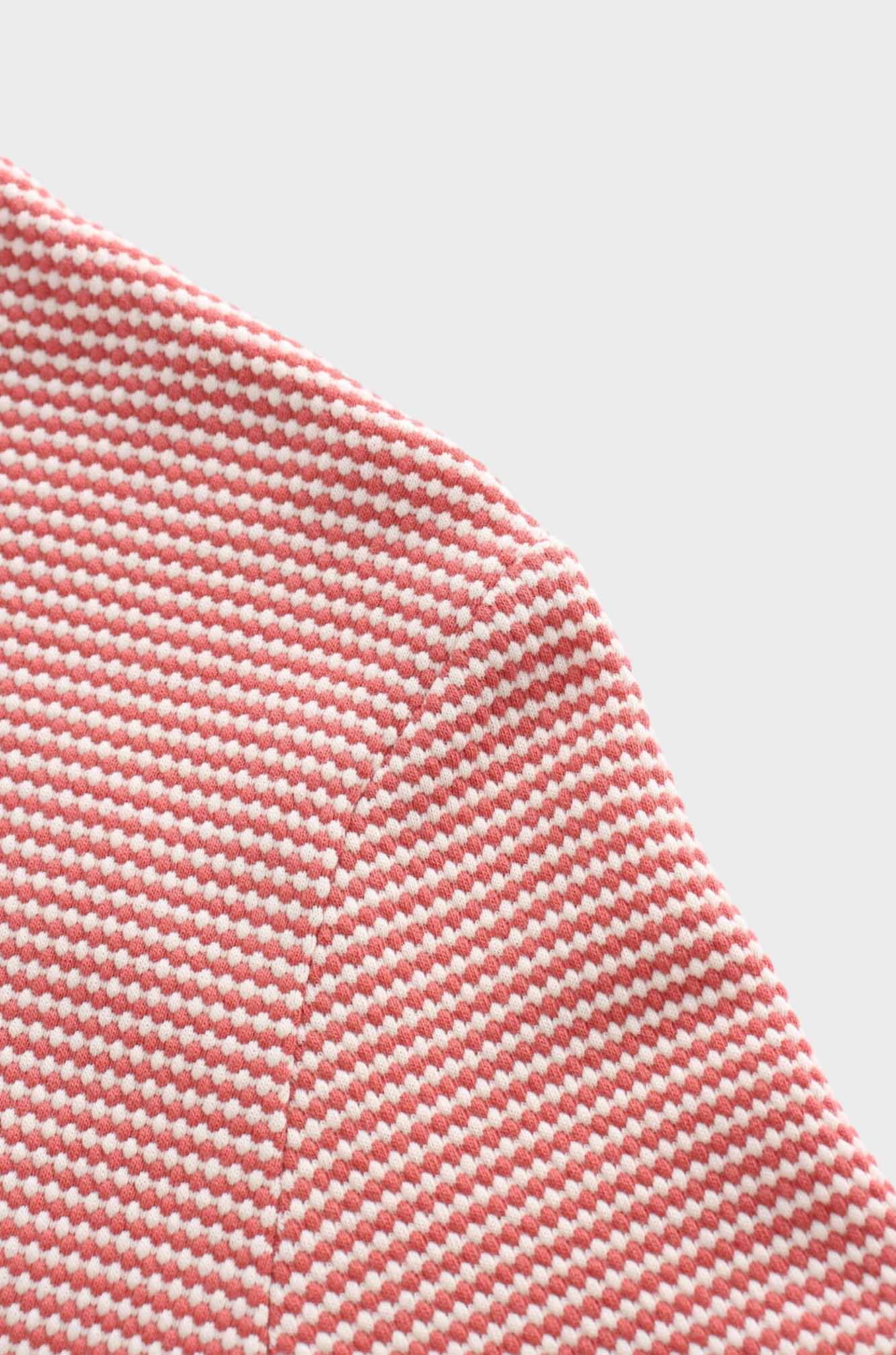 Waffle Striped Crew Tee-Rose/White