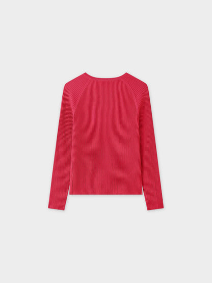 Ribbed Knit Cardigan-Hot Pink