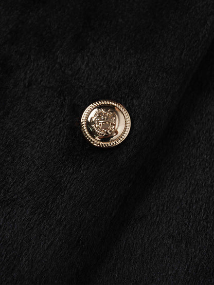 Velour Button Down Maxi Dress-Black