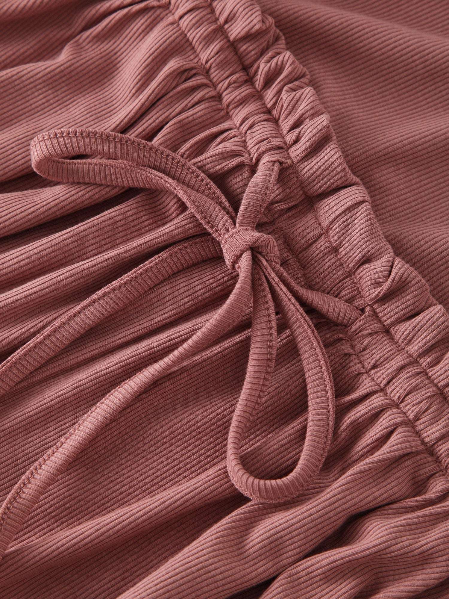 Ribbed Drawstring Dress-Rose