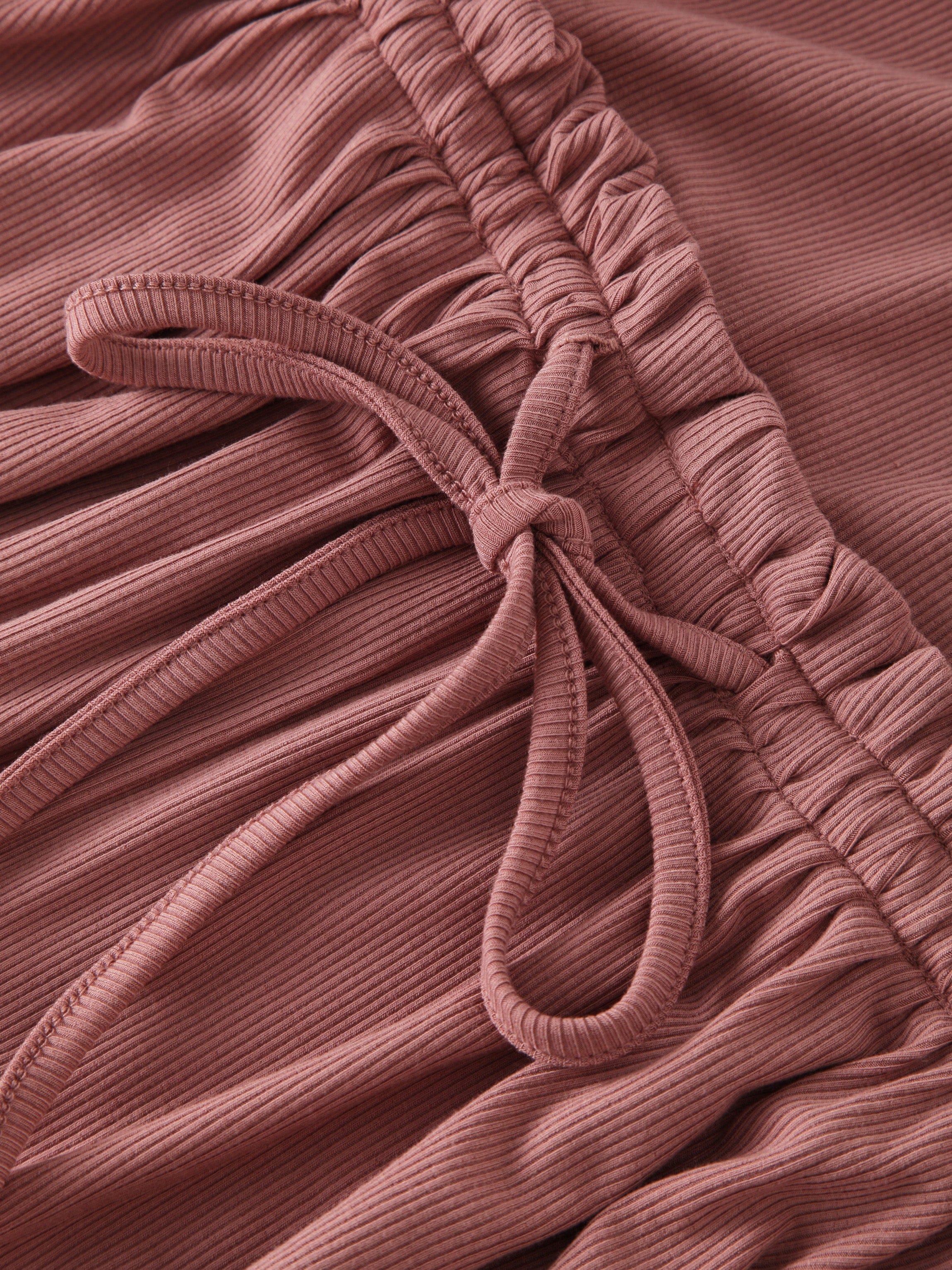 Ribbed Drawstring Dress-Rose