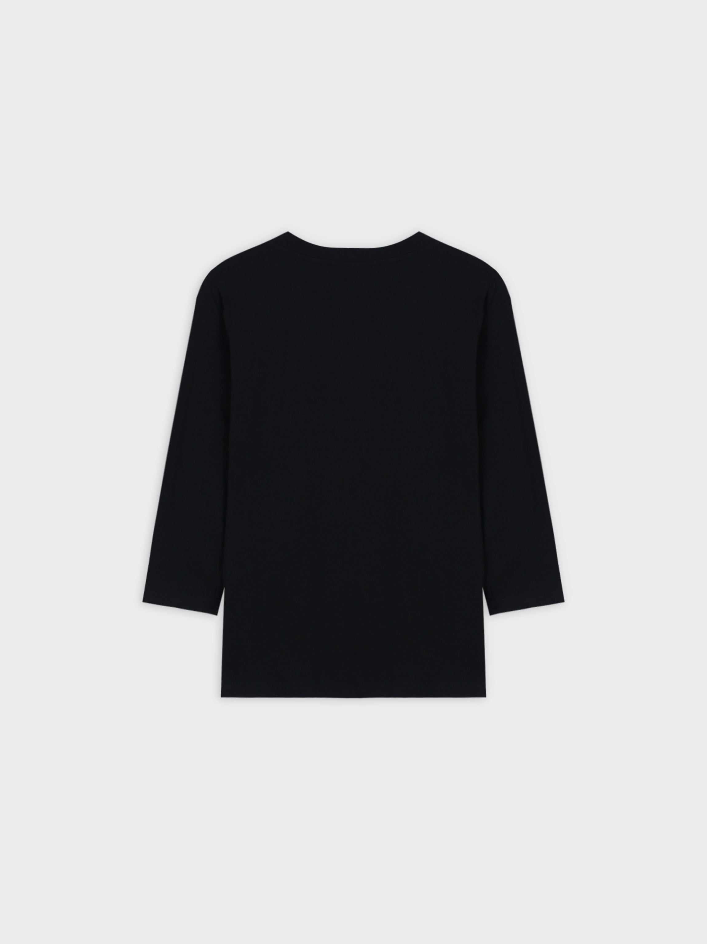 4 BUTTON HENLEY TEE-BLACK