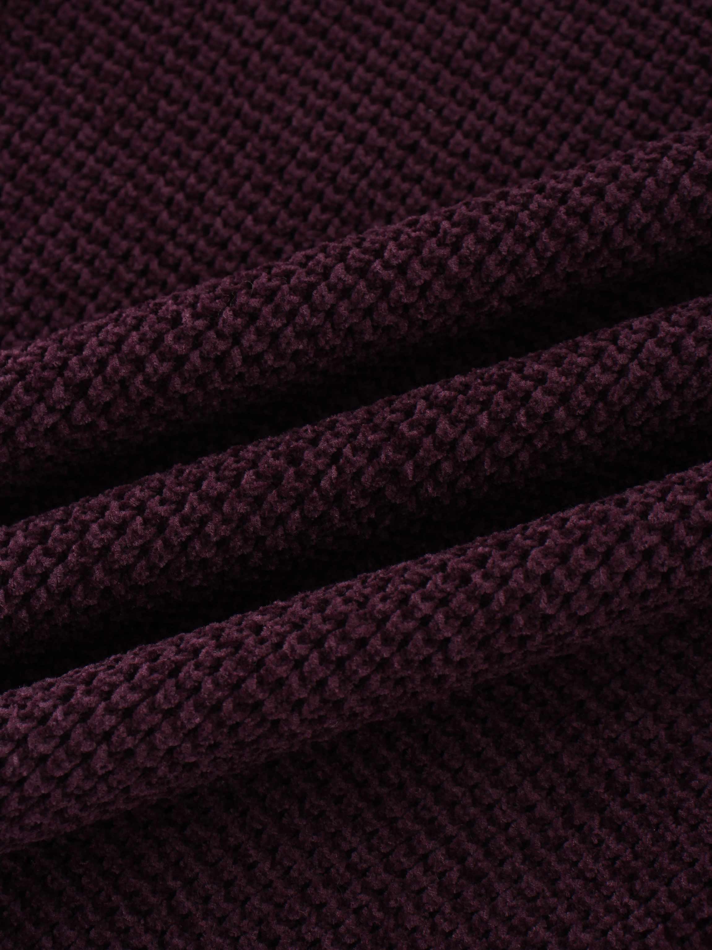 Chenille Waffle Sweater-Plum