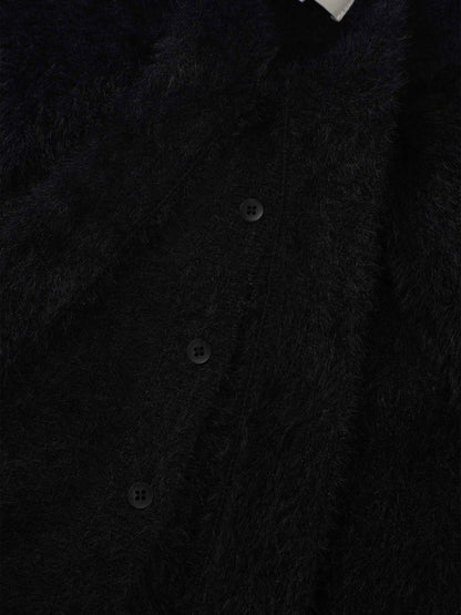 Mohair Shawl Collar Cardigan-Black