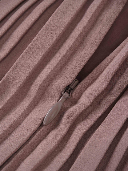 Pleated Layer Skirt 37"-Mocha Mousse