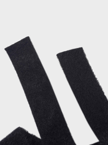 Mohair Shawl Collar Cardigan-Black