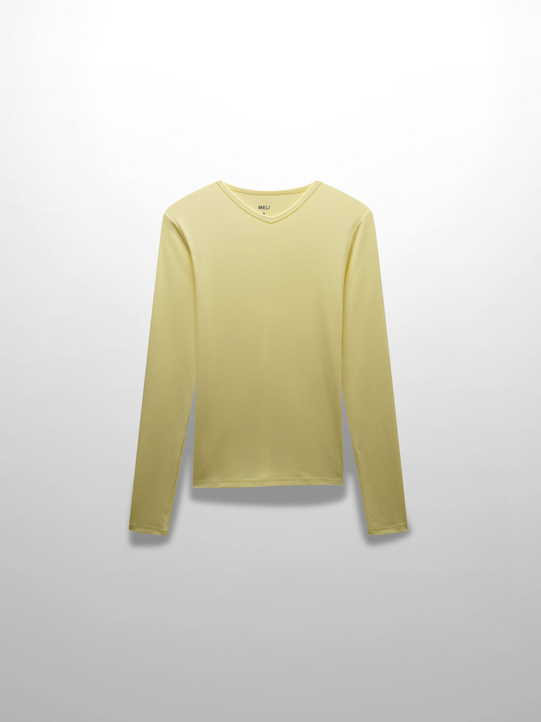 RIBBED HIGH V TEE LS-BUTTER YELLOW