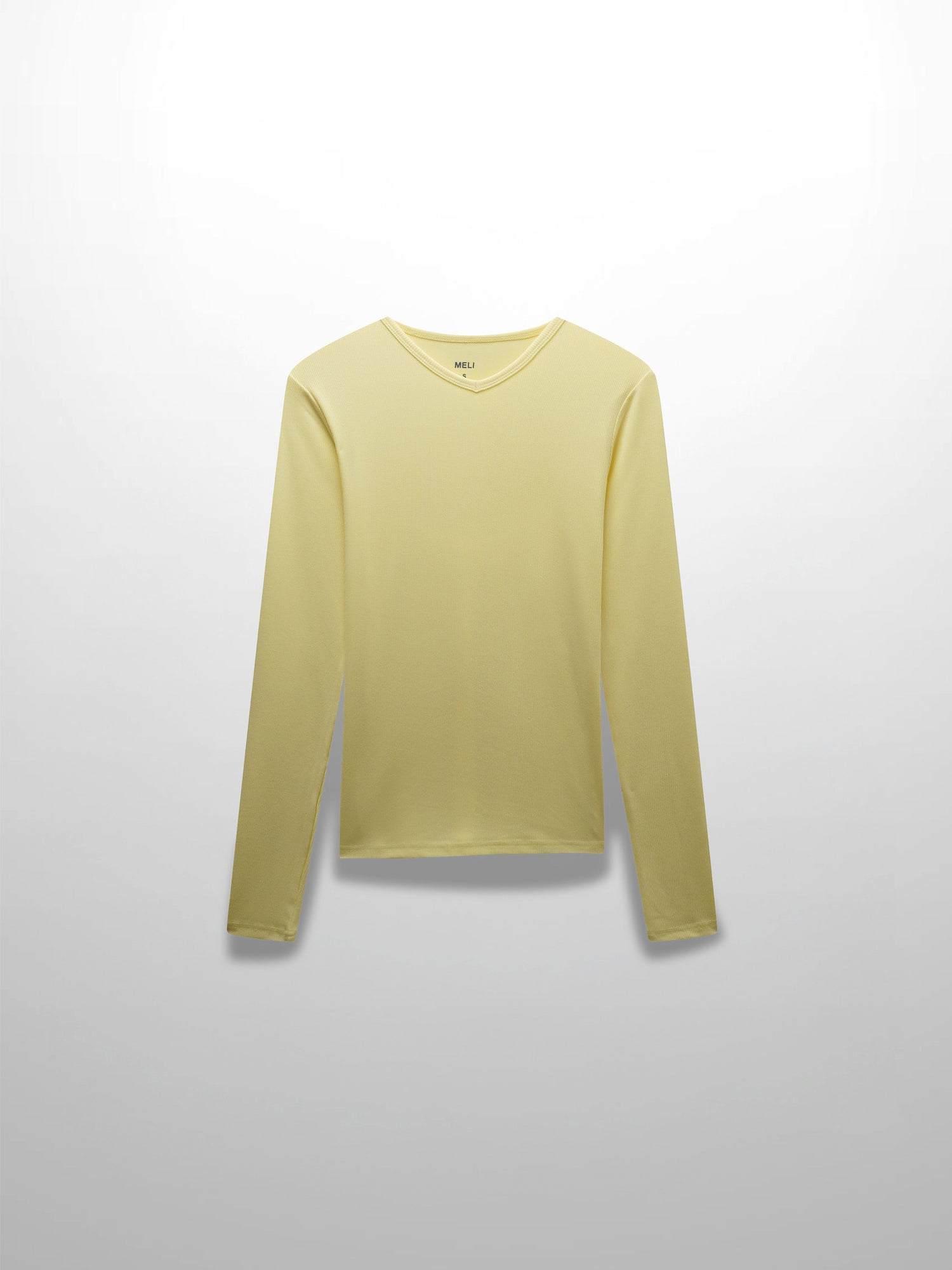RIBBED HIGH V TEE LS-BUTTER YELLOW