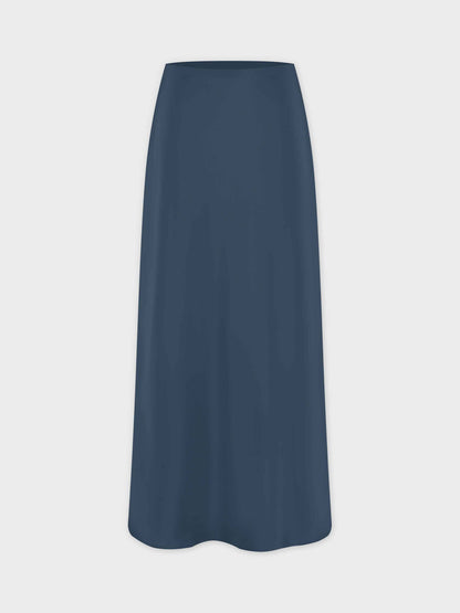 Solid Satin Slip Skirt-Teal