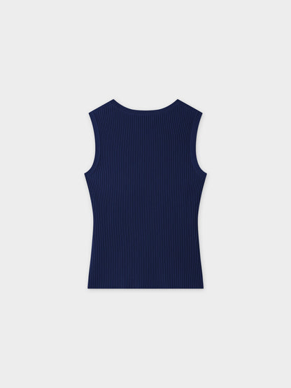 Sleeveless Ribbed Crew-Navy