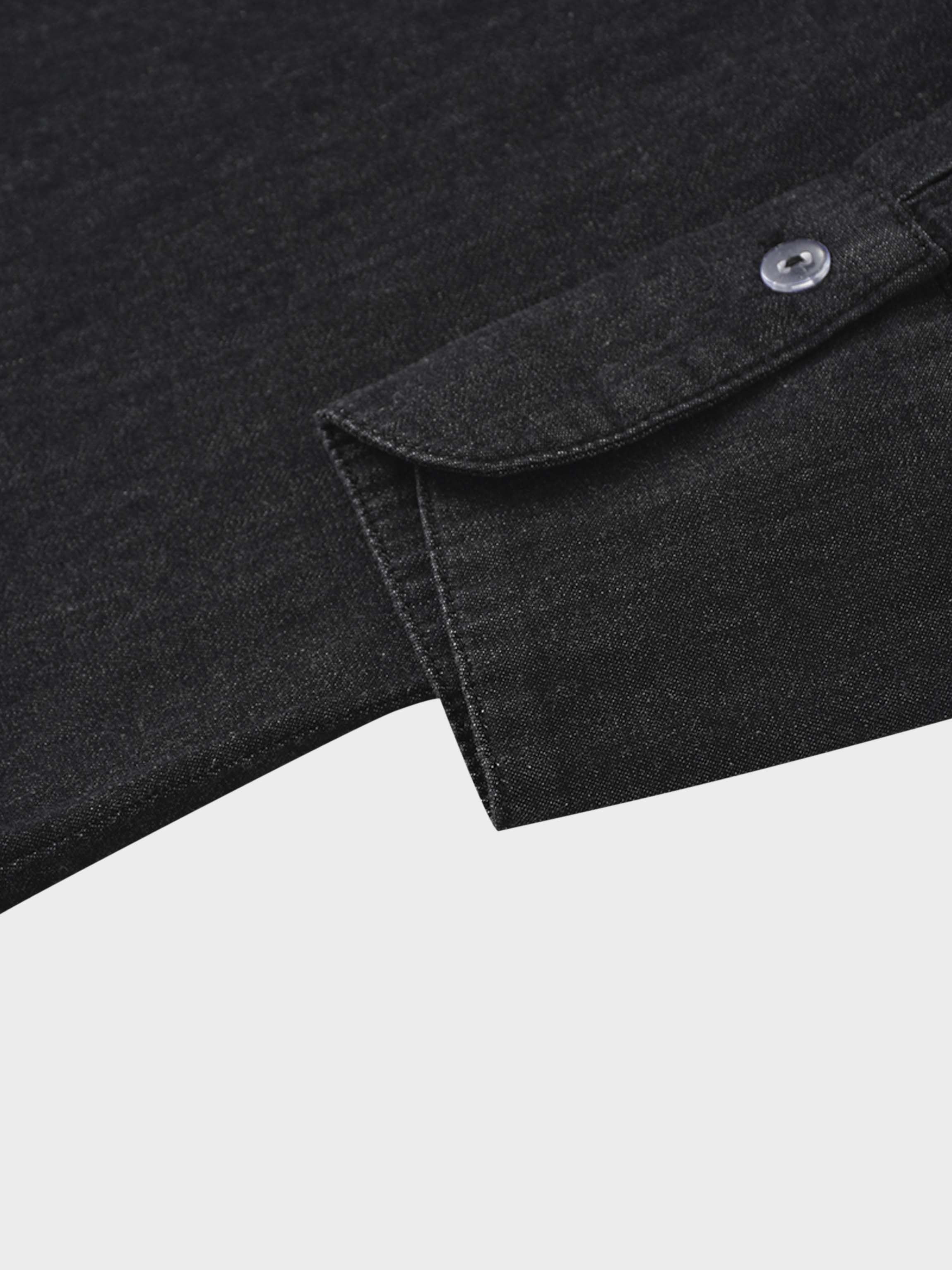 Denim Button Down Blouse-Black