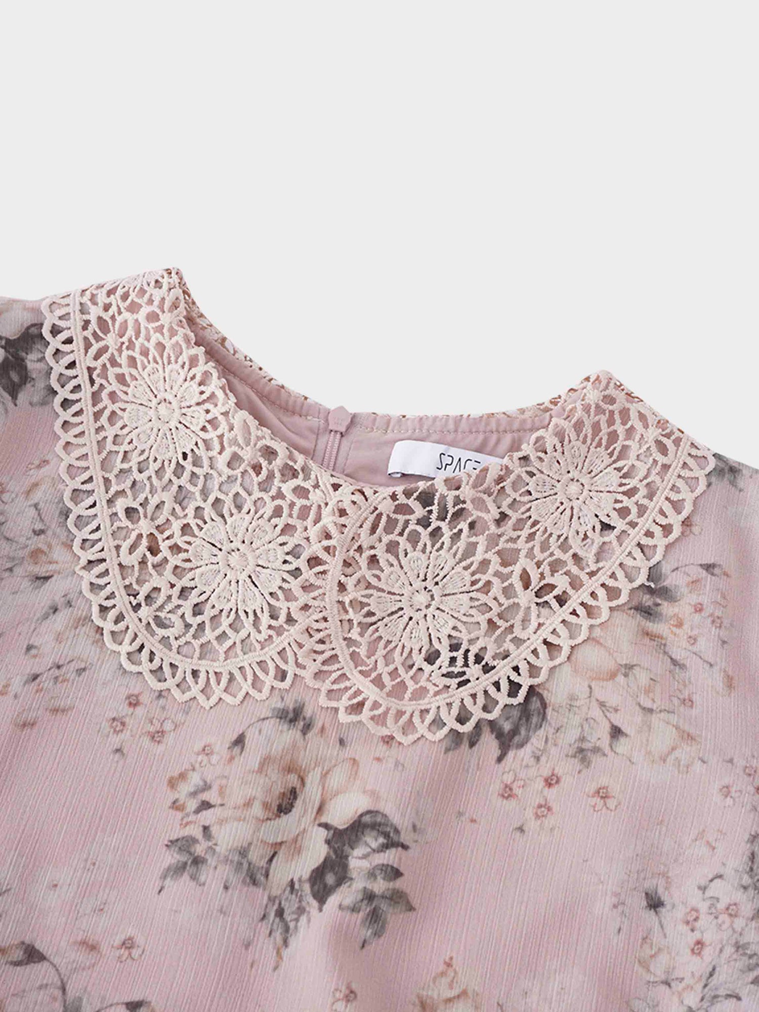 Collared Belted Tiered Dress-Vintage Floral