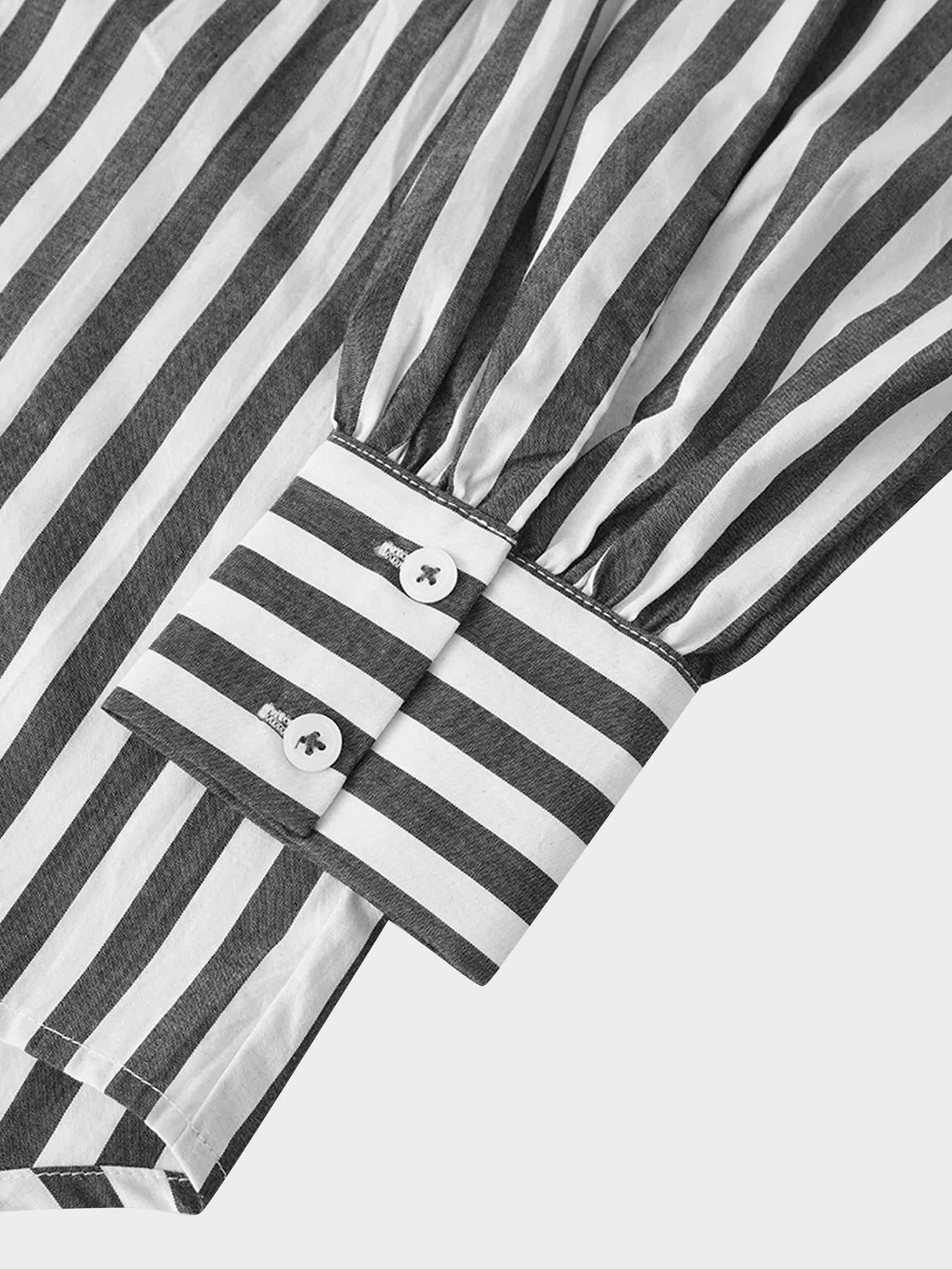 Striped Pocket Cotton Blouse-Black