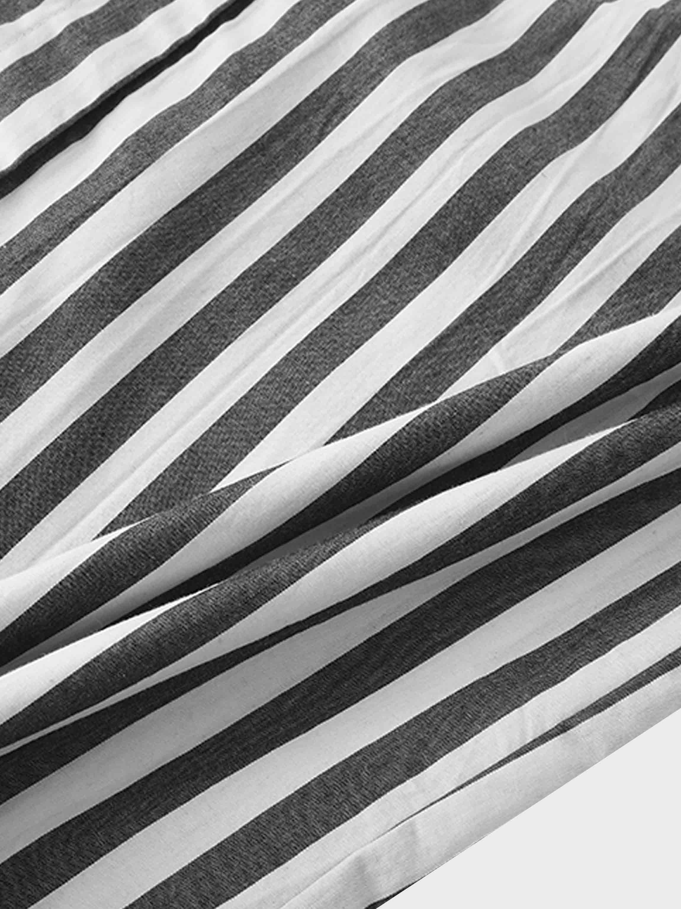 Striped Pocket Cotton Blouse-Black