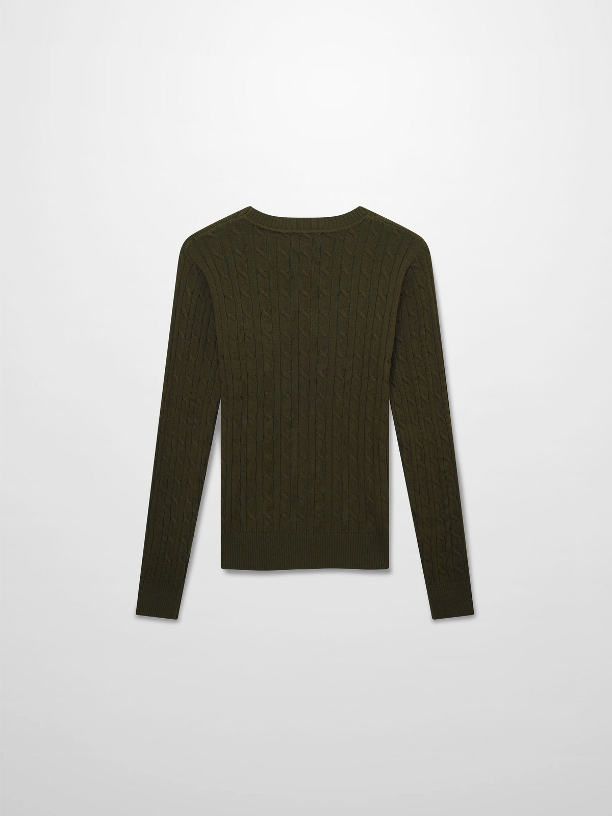 Crew Neck Cable Sweater-Olive Green