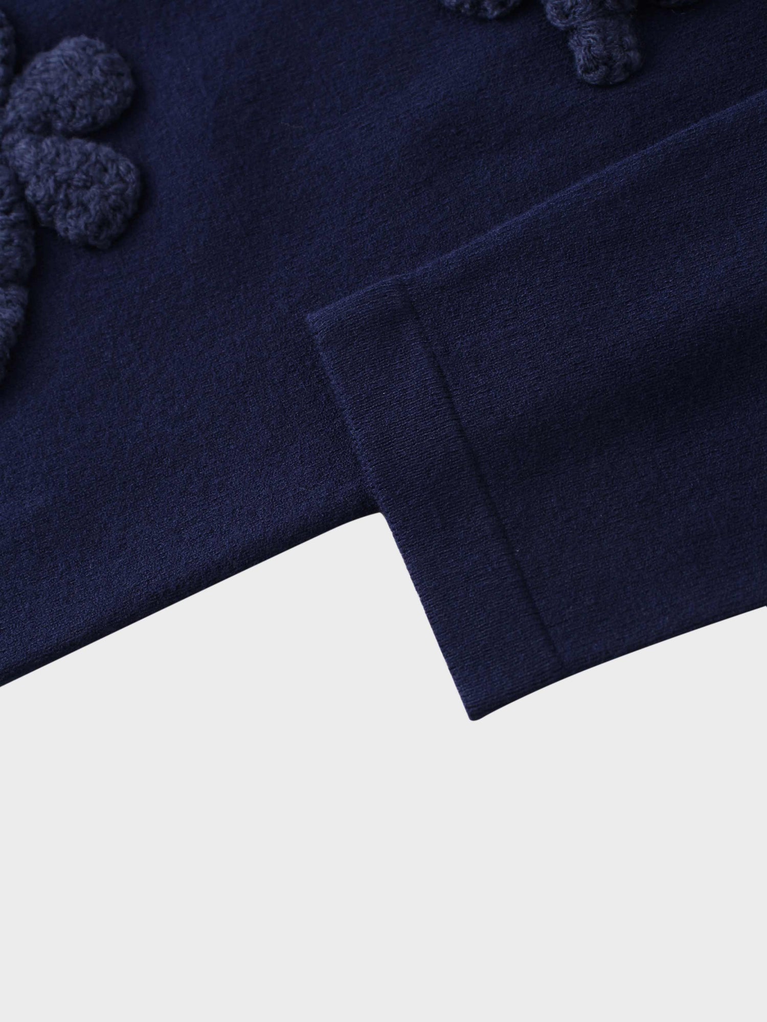 Crochet Puff Flower Sweater Set-Navy