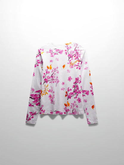 Basic Printed T-shirt-Cherry Blossoms