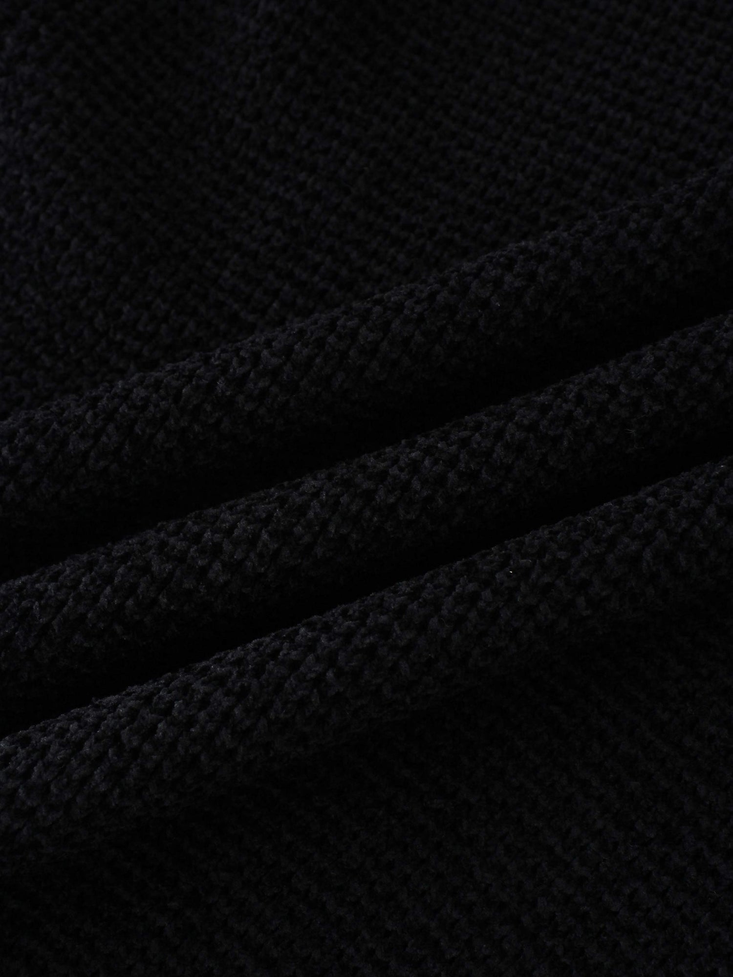 Chenille Waffle Sweater-Black