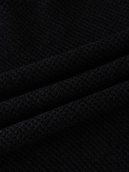 Chenille Waffle Sweater-Black