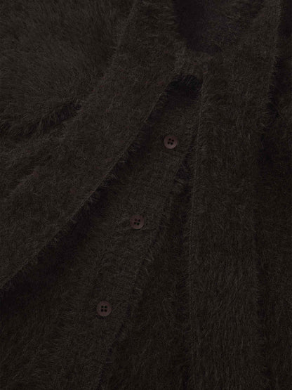 Mohair Shawl Collar Cardigan-Brown