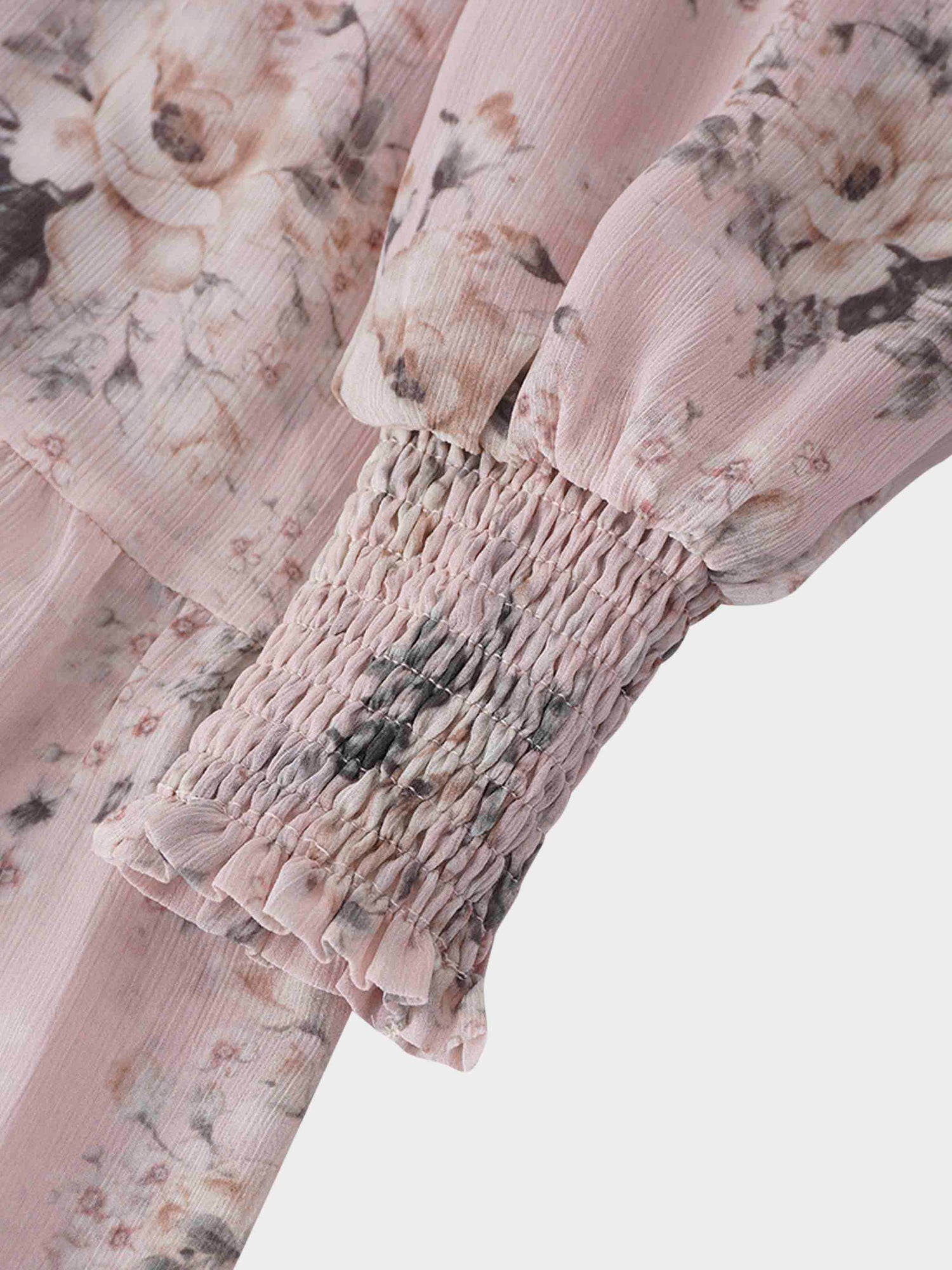 Collared Belted Tiered Dress-Vintage Floral