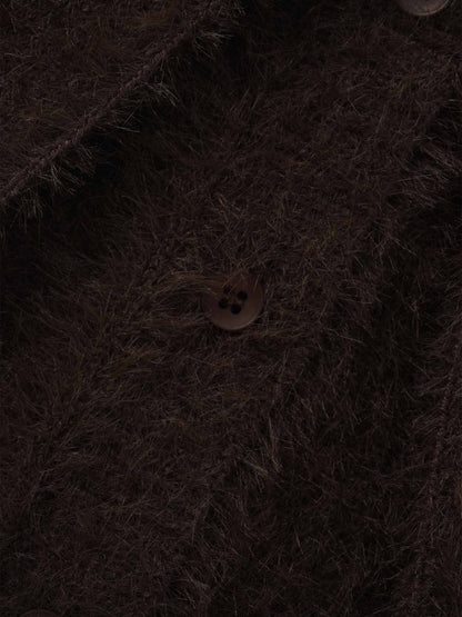 Mohair Shawl Collar Cardigan-Brown