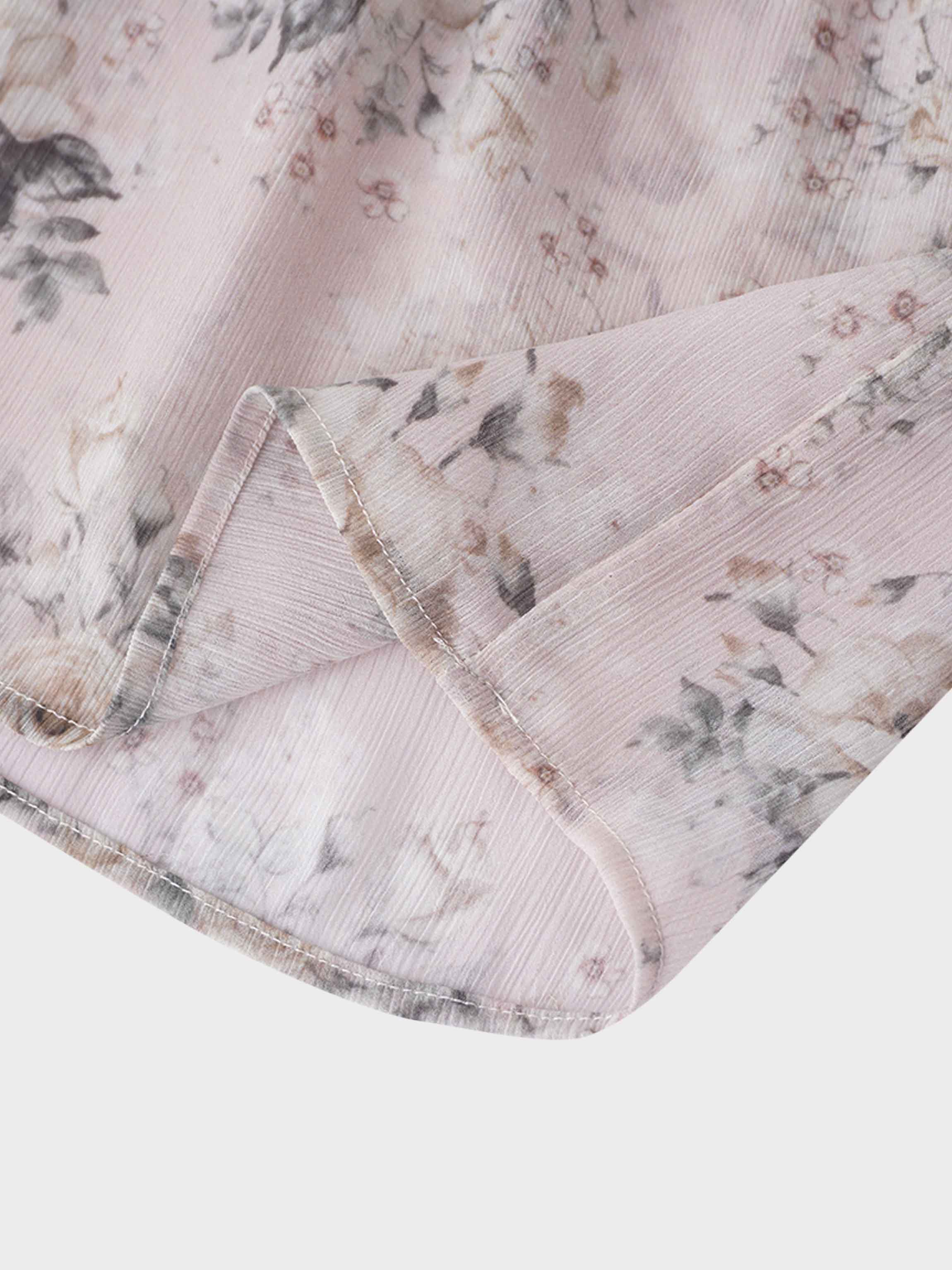 Collared Belted Tiered Dress-Vintage Floral