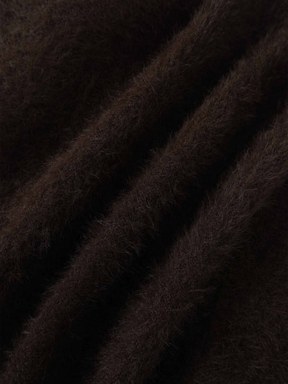 Mohair Shawl Collar Cardigan-Brown