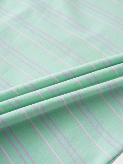 Flat Striped Crew Tee 3Q-Mint